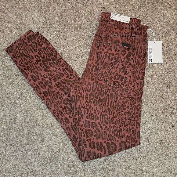 Joes Jeans Rust Colored Cheetah Print the Charlie High Rise skinny Ankle Jean 24 - Picture 3 of 8